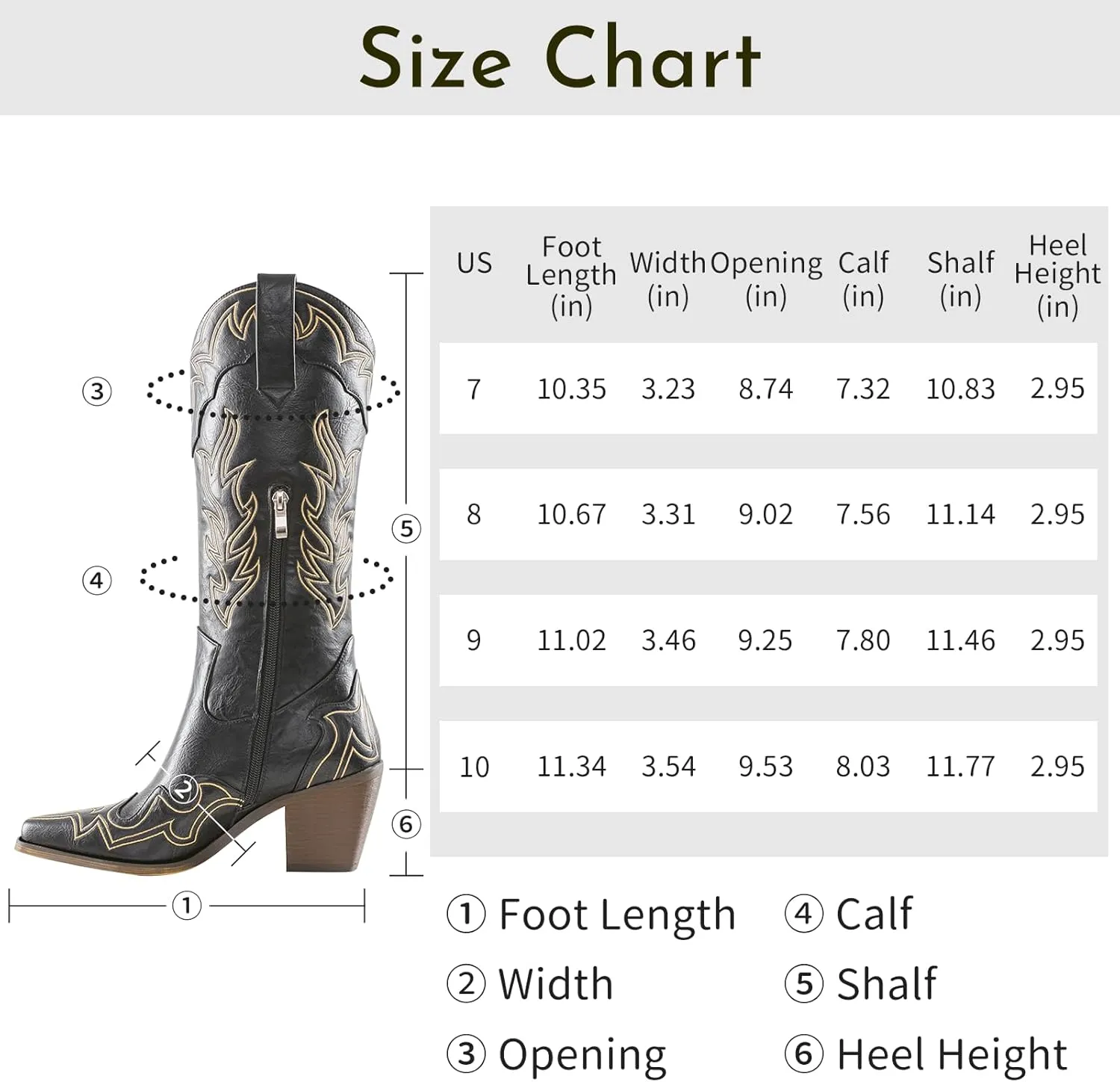 ADAMUMU Womens Wide Calf Cowboy Boots Classic Western-Style Cowboys Boots for Women Pointed Toe Womens Cowgirl Boots with Chunky Heel Non-Slip Sole for Adding Timeless Elegance to Your Wardrobe