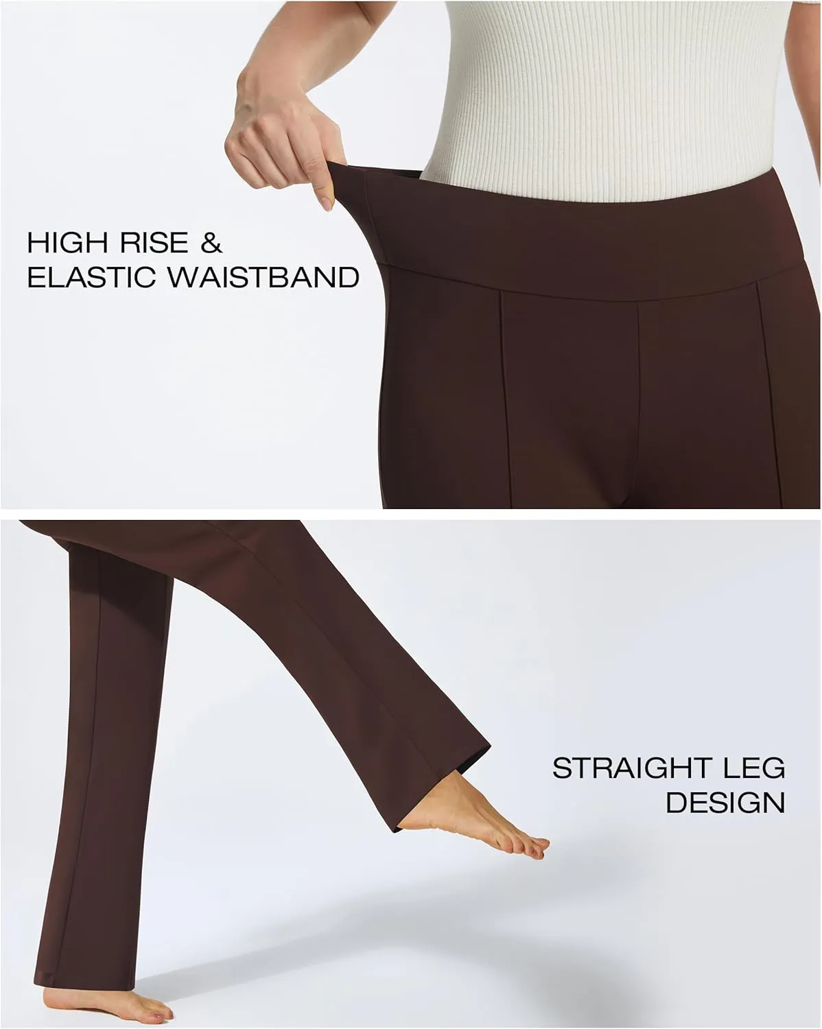 AFITNE Fleece Lined Dress Pants for Women with Pockets High Waist Stretchy Yoga Work Pants for Cold Weather