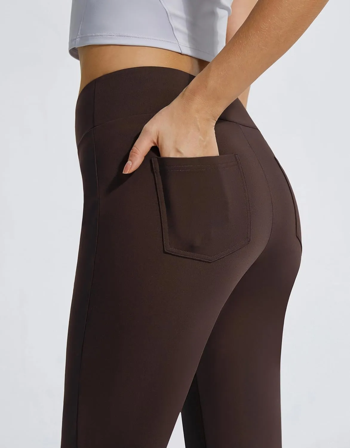 AFITNE Fleece Lined Dress Pants for Women with Pockets High Waist Stretchy Yoga Work Pants for Cold Weather