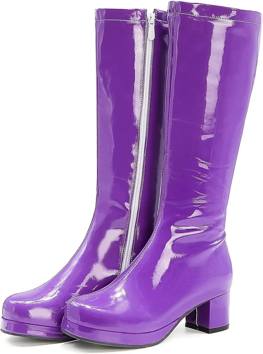 Agodor Women's 70's Gogo Boots Chunky Knee High Platform Boots with Zipper