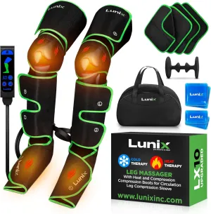 Air Compression Massager Machine for Feet, Calf and Legs, Cordless and Rechargeable Thigh and Knee Boots Device with Heat for Circulation and Recovery, Legs Pain Relief