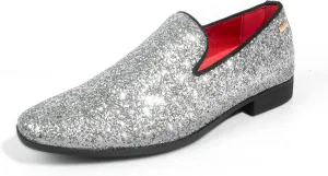 ALLY UNION MAKE FORCE Mens Glitter Loafers Dress Slip on Party Wedding Penny Smoking Sparkly Shoes