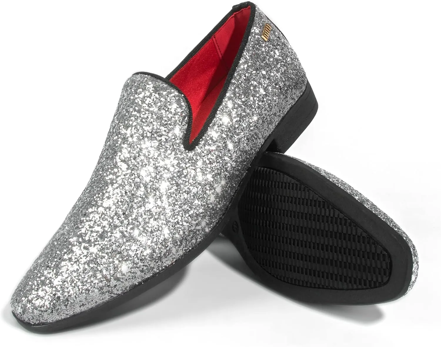 ALLY UNION MAKE FORCE Mens Glitter Loafers Dress Slip on Party Wedding Penny Smoking Sparkly Shoes