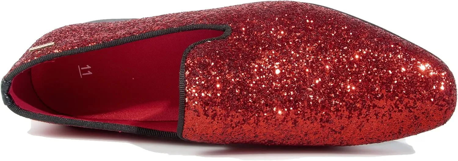 ALLY UNION MAKE FORCE Mens Glitter Loafers Dress Slip on Party Wedding Penny Smoking Sparkly Shoes
