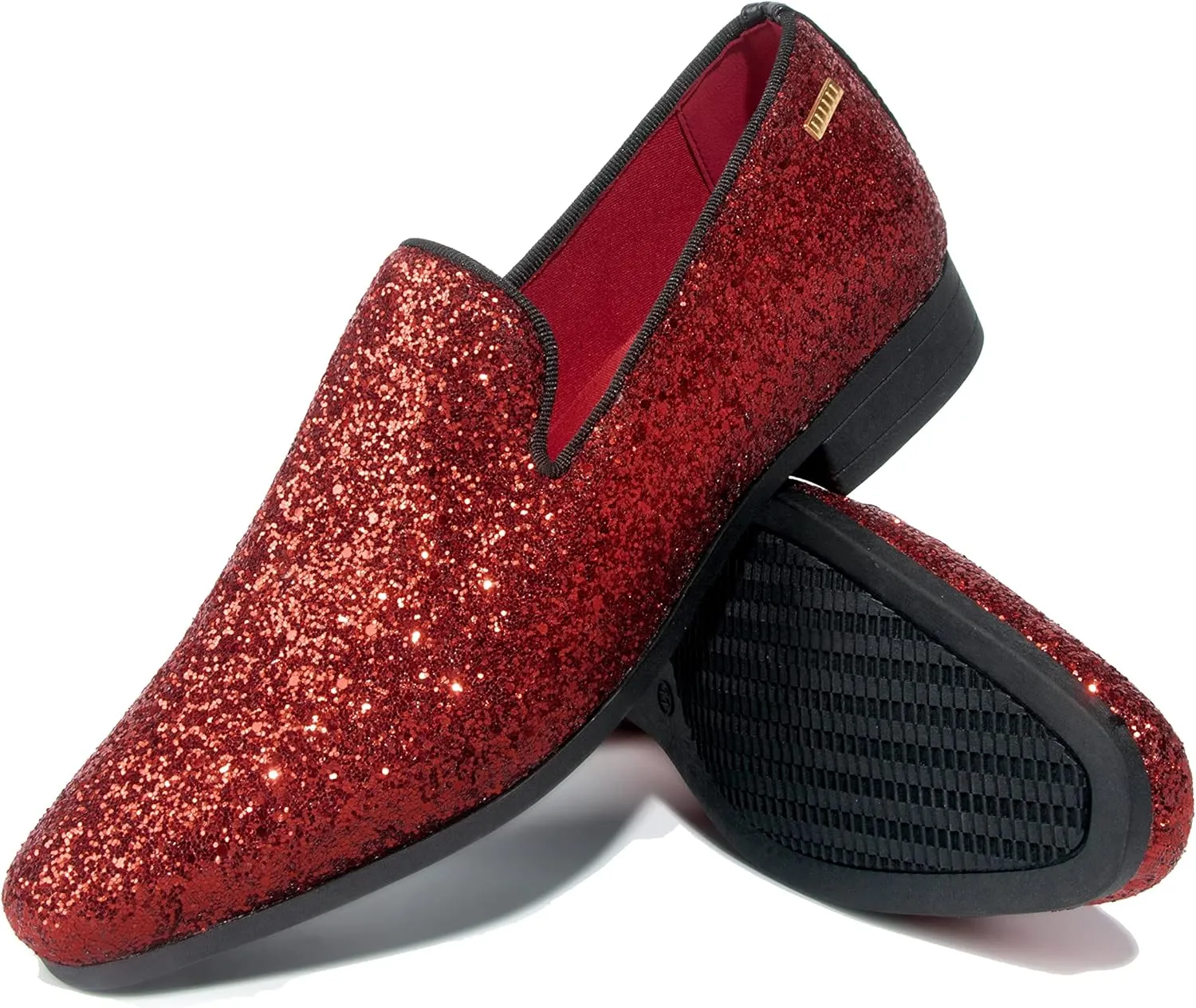ALLY UNION MAKE FORCE Mens Glitter Loafers Dress Slip on Party Wedding Penny Smoking Sparkly Shoes