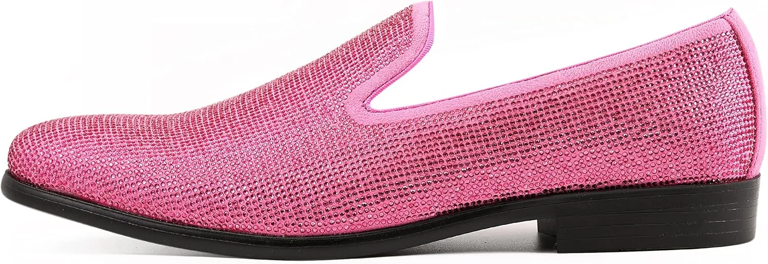 Amali Devy, Men's Dress Loafers, Slip-On Tuxedo Shoes for Men, Velvet Embellished Loafer Slippers