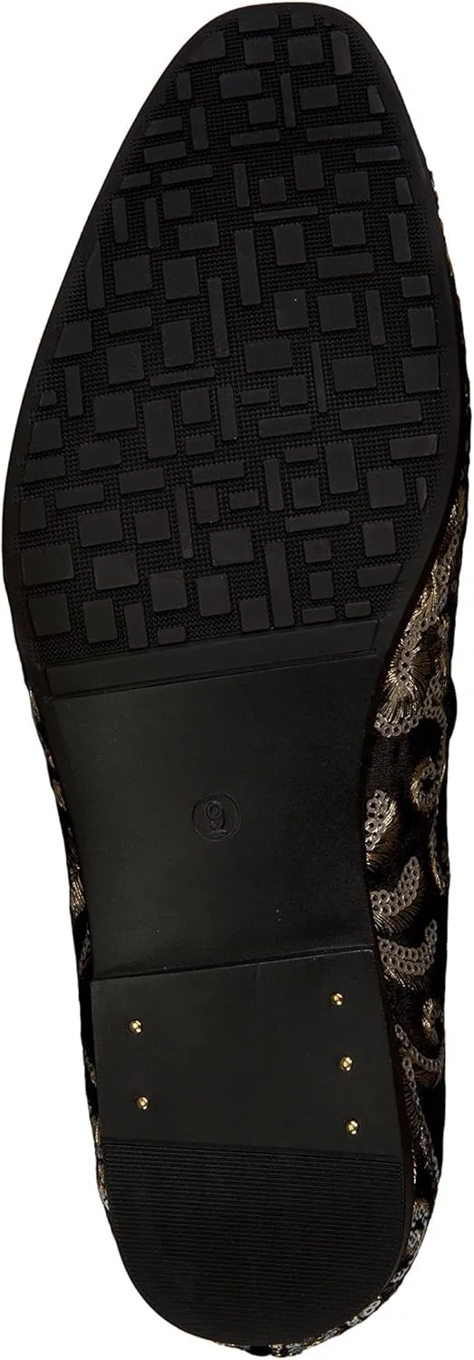 Amali Fabian, Men's Slippers - Mens Loafers - Slip On Shoes -Sequin Shoes, Embroidered Smoking Slipper, Fashion, Designer - Mens Dress Shoes