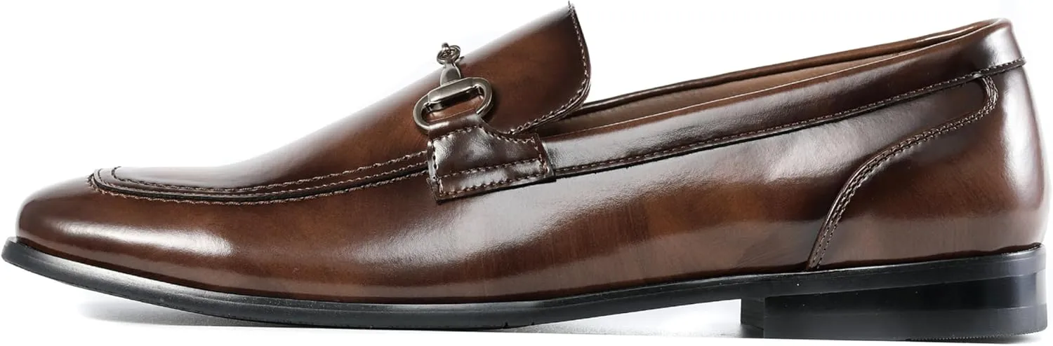Amali Men’s Slip-On Shoes with Metal Bit Dress Shoes for Men Formal Loafers for Men Smoking Tuxedo Shoes