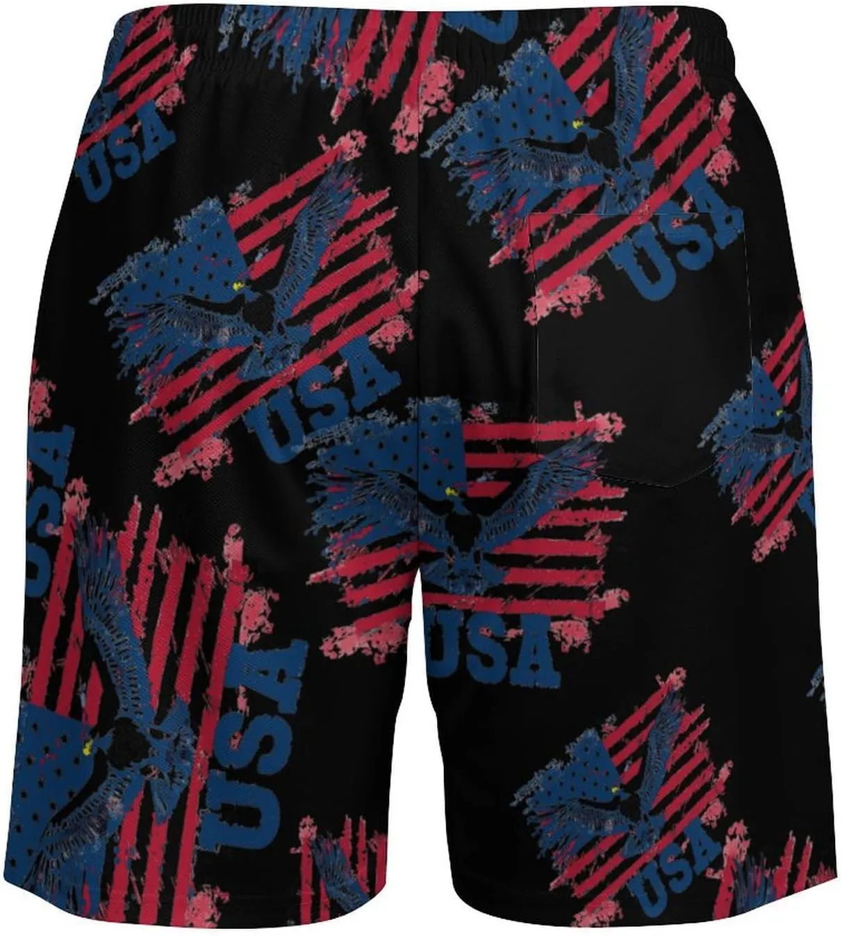 American Flag USA Eagle Men's Swim Trunks Quick Dry Board Shorts Swimwear Beach Shorts with Compression Liner