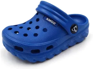 Amoji Kids Clogs Boy Girl Garden Shoes Toddler Sandals Children Gardening Slip On Youth Shower Sandals Blue Size 8.5-9 Toddler