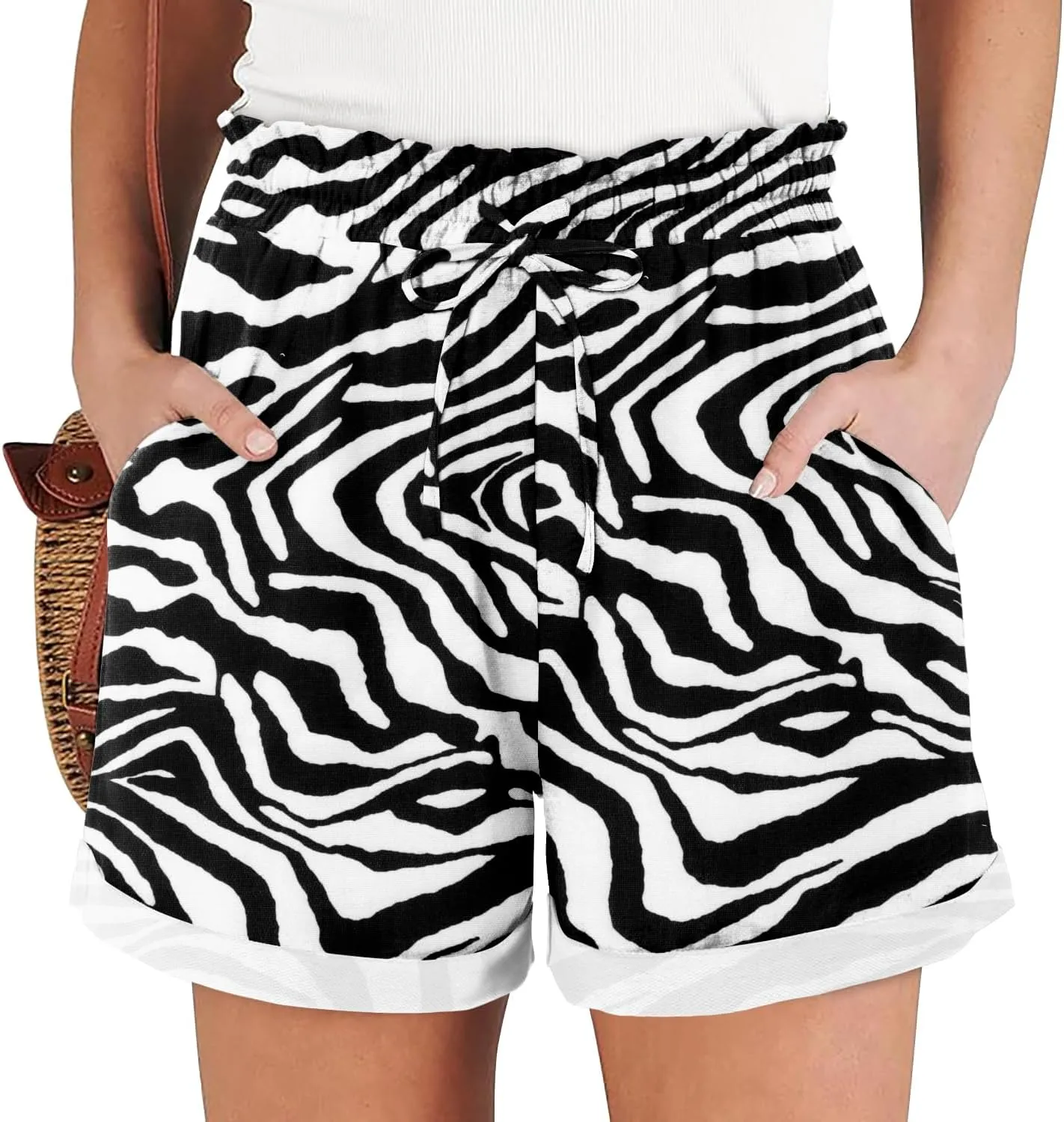 Angerella Women Casual Shorts Drawstring Comfy Elastic Waist Shorts Summer Pull On Short Pants with Pockets