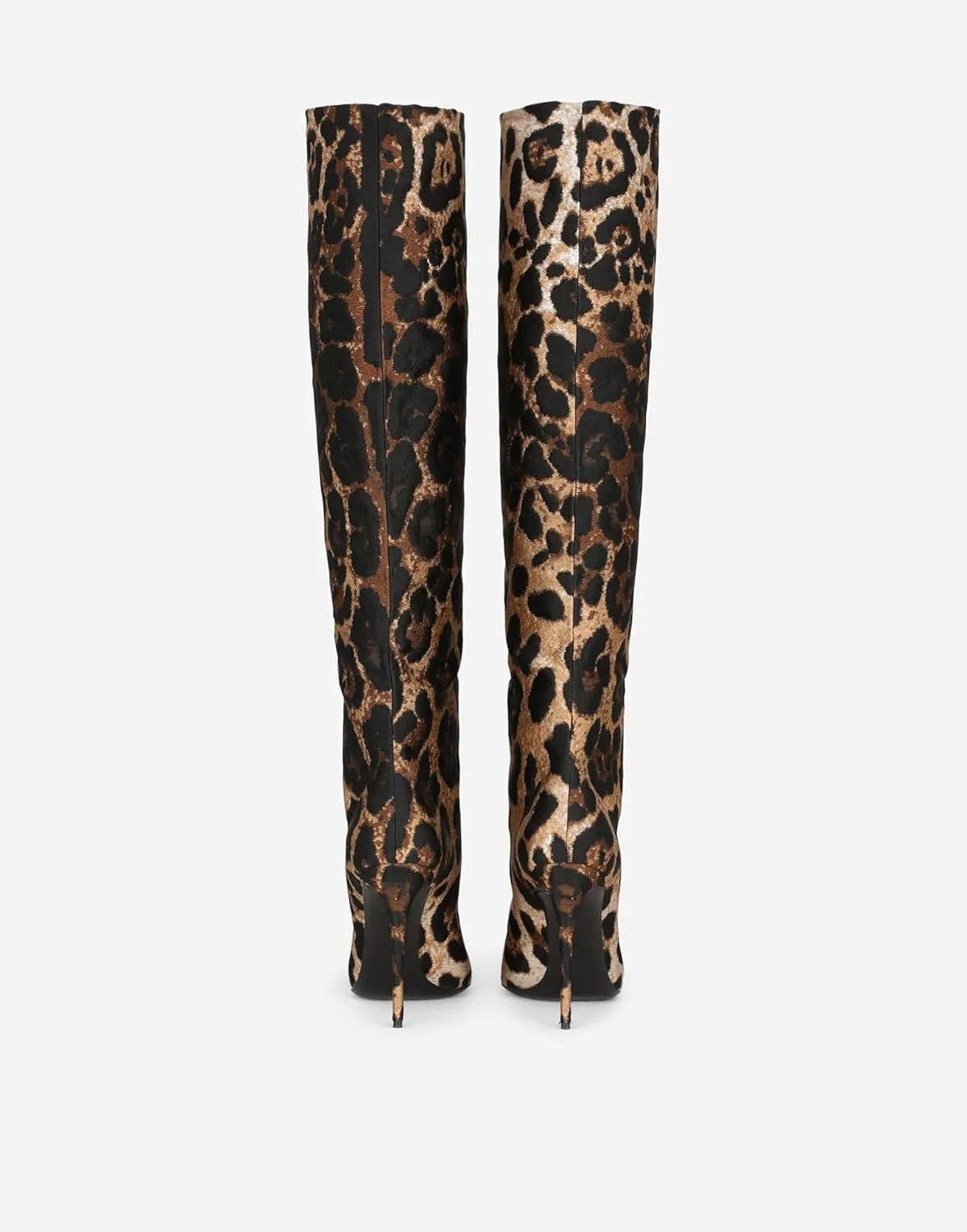 Animal Print Boots for Women Pointed Toe Knee High Boots Wide Calf High Heel Sexy Fashion Tall Boots