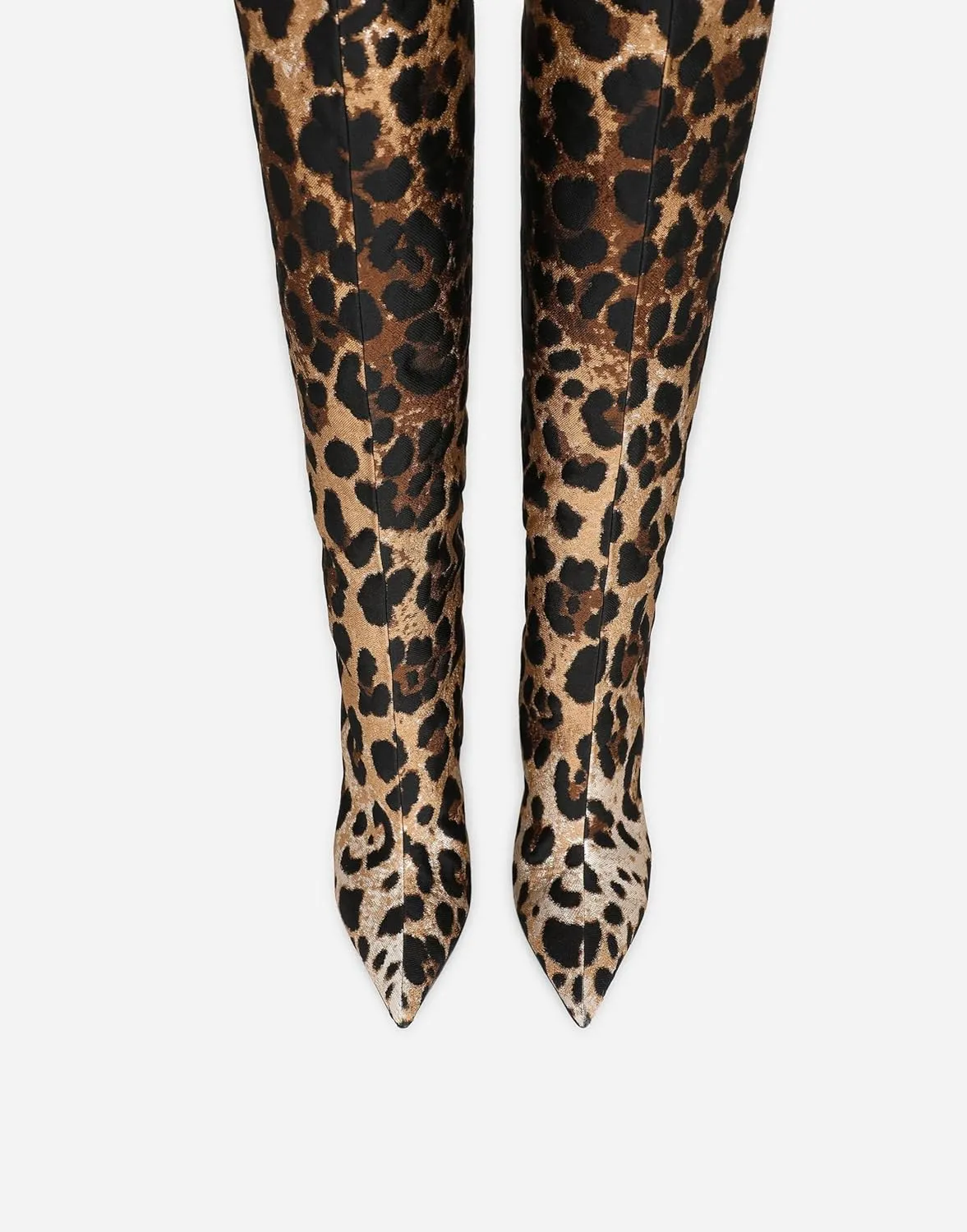 Animal Print Boots for Women Pointed Toe Knee High Boots Wide Calf High Heel Sexy Fashion Tall Boots
