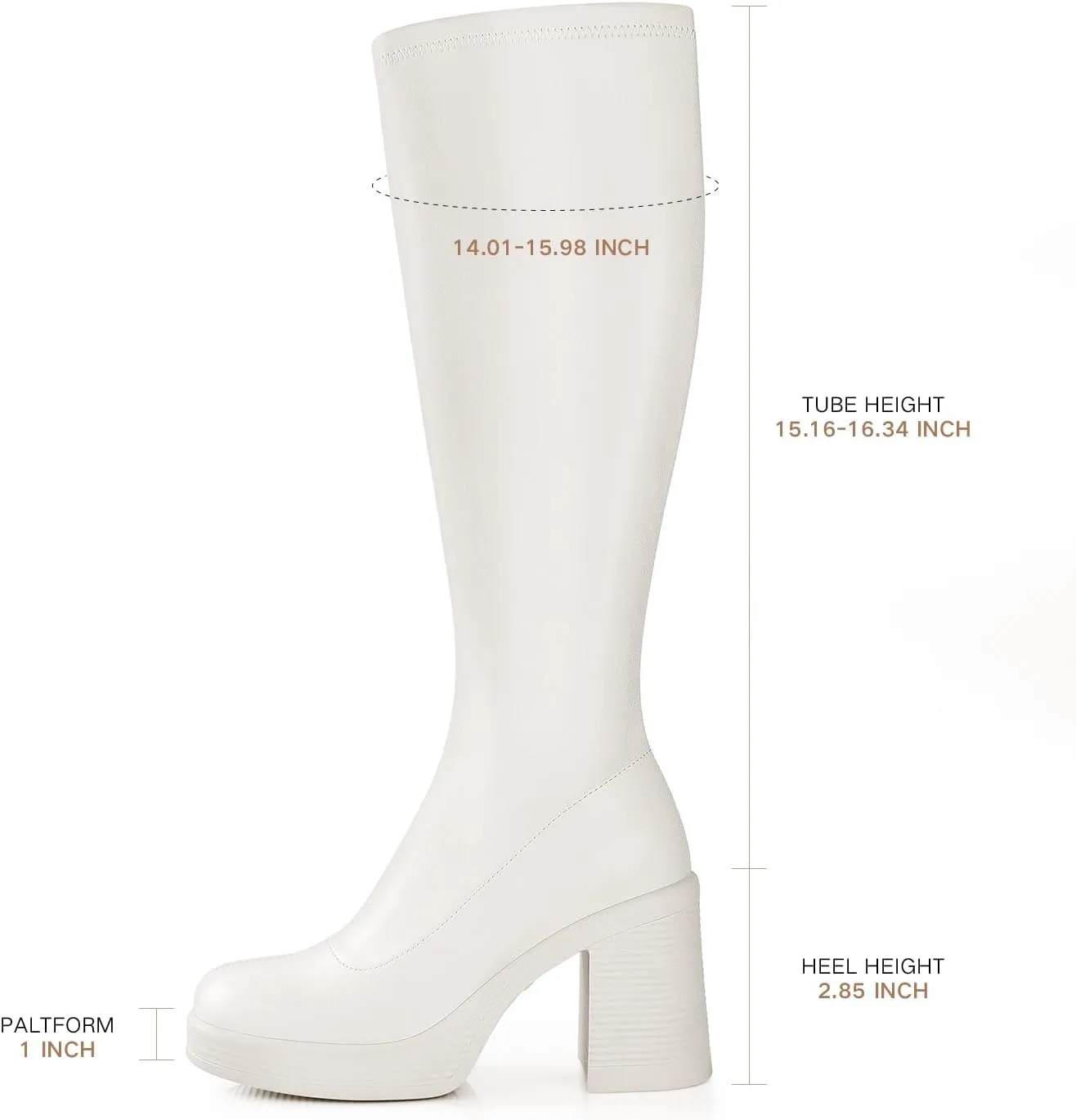 Ankis Knee High Boots Platform Boots for Women Chunky Heel Side Zipper Long GOGO Boots