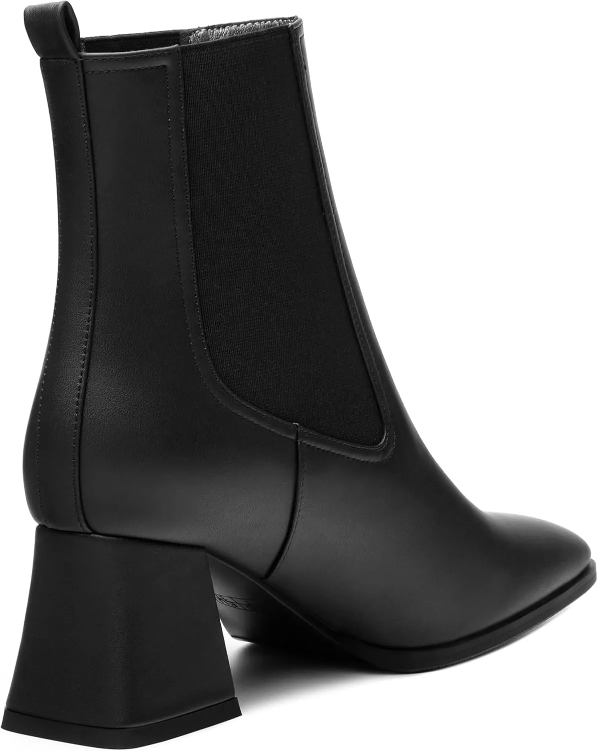 Ankle Boots for Women，Fashionable Soft Elastic Ankle Boots，Square Toe Chunky Mid Heel Women's Ankle Booties