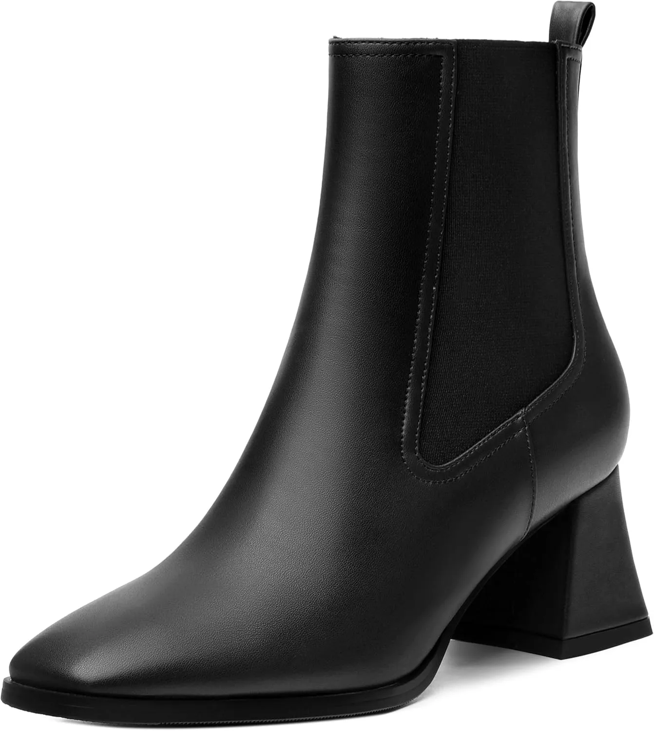 Ankle Boots for Women，Fashionable Soft Elastic Ankle Boots，Square Toe Chunky Mid Heel Women's Ankle Booties