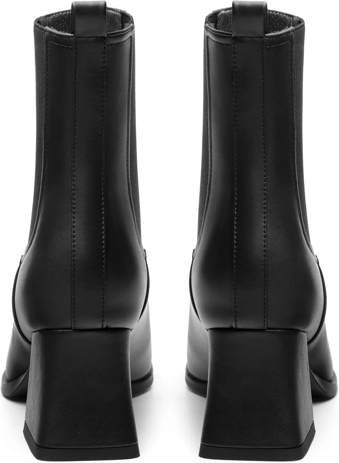 Ankle Boots for Women，Fashionable Soft Elastic Ankle Boots，Square Toe Chunky Mid Heel Women's Ankle Booties