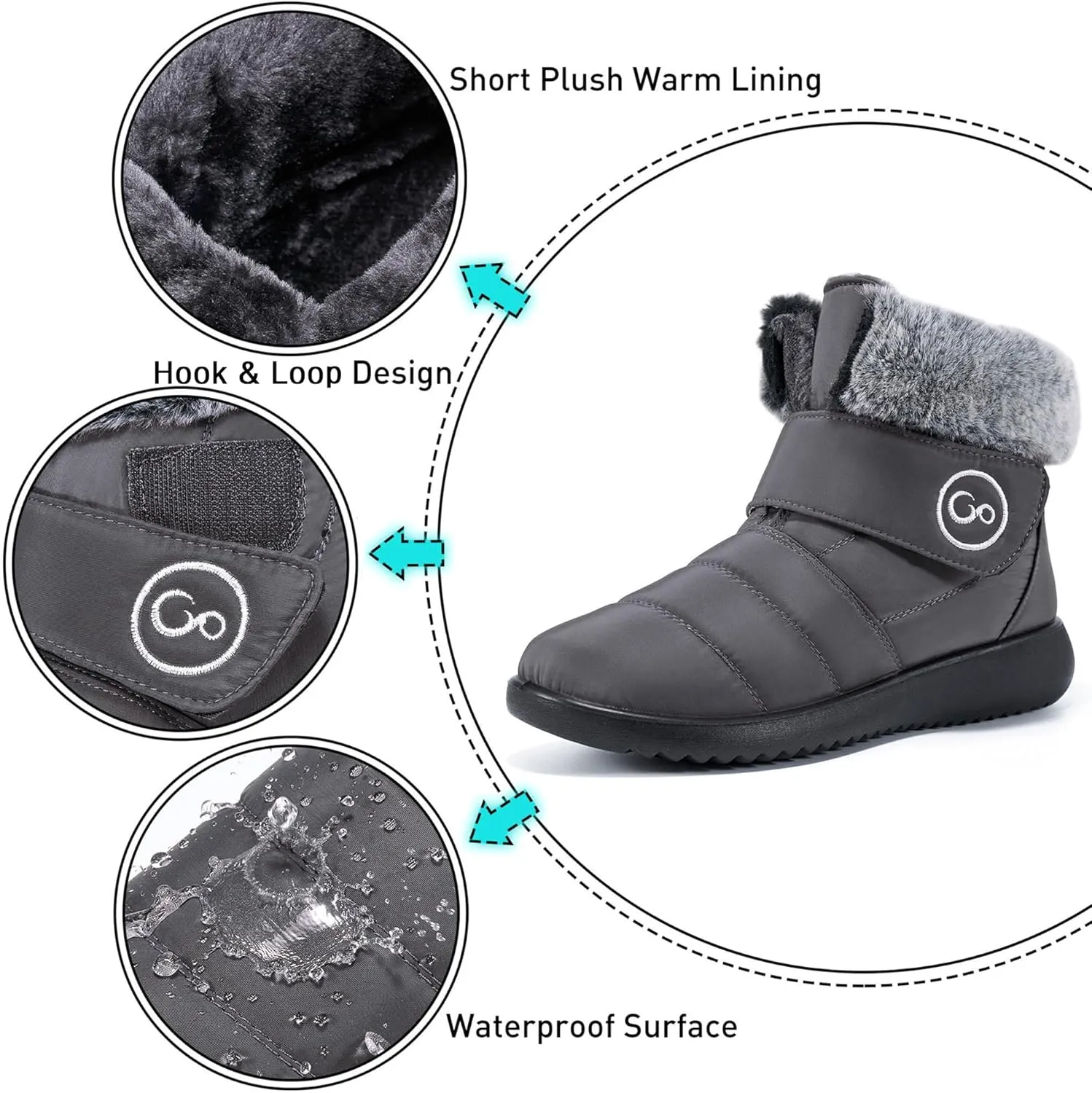 Aomigoct Women Winter Snow Boots: Fur Lined Warm Slip On Boots for Women Waterproof Booties Comfortable Outdoor
