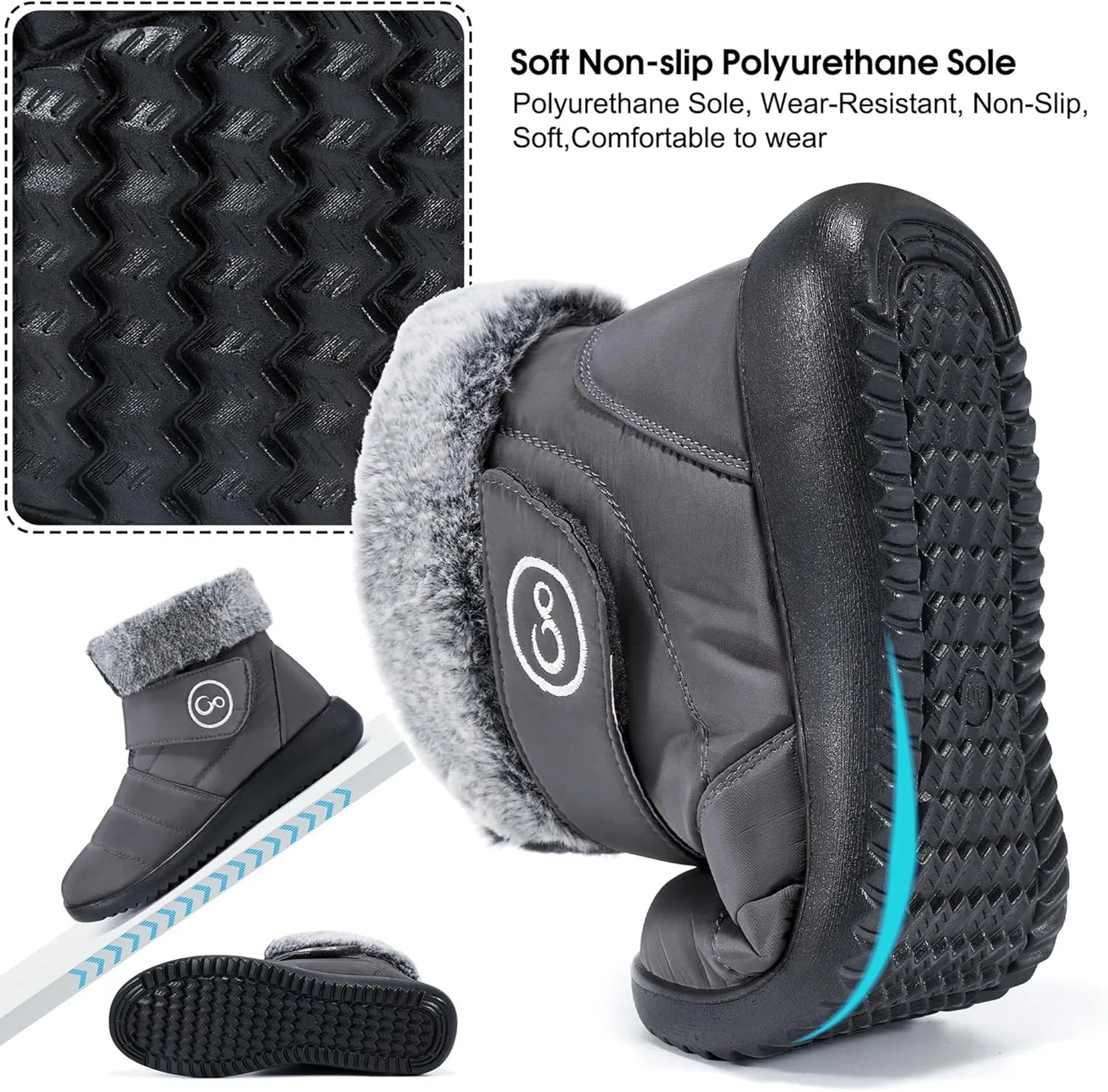Aomigoct Women Winter Snow Boots: Fur Lined Warm Slip On Boots for Women Waterproof Booties Comfortable Outdoor