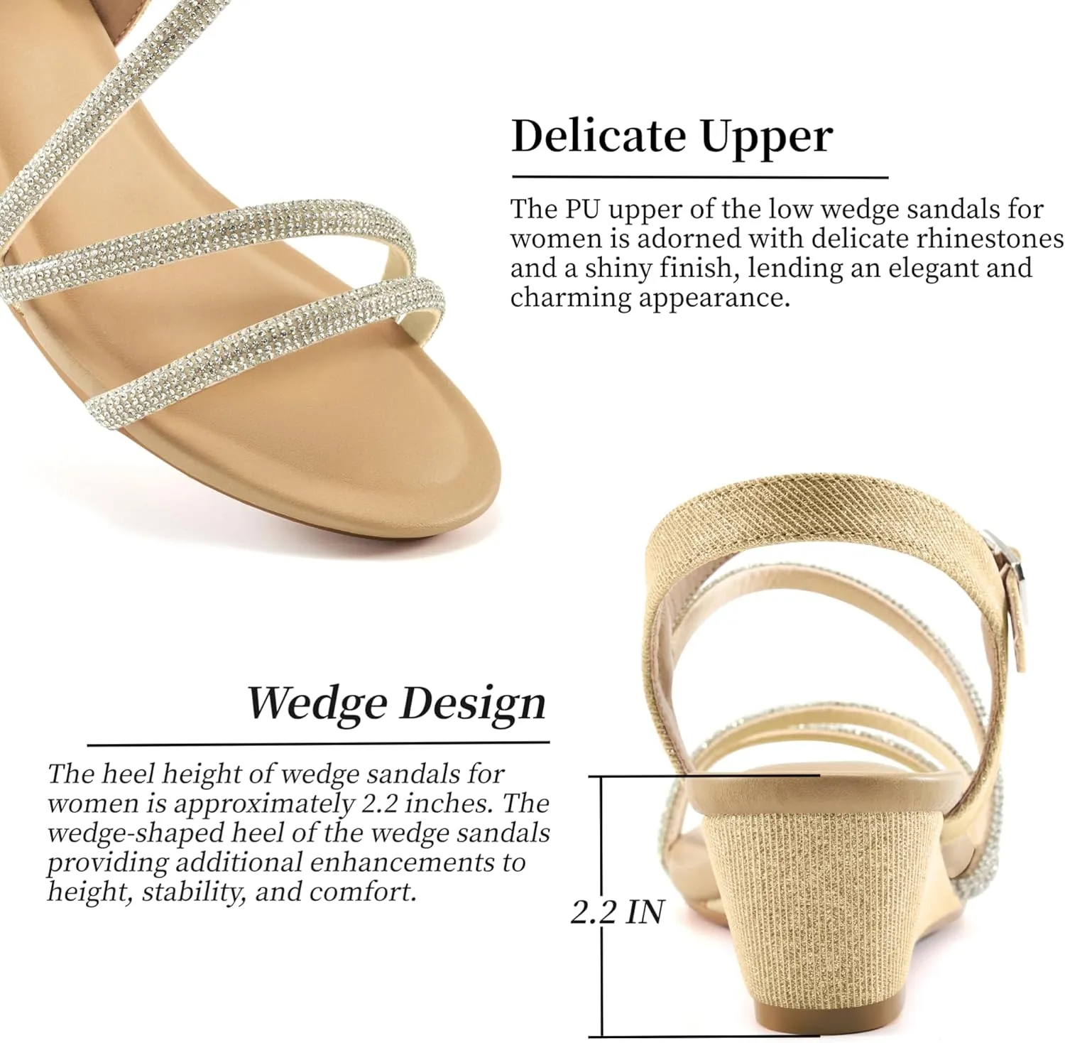 Aomigoct Womens Wedge Dressy Sandals: Sparkly Casual Summer Wedding Sandals for 2025