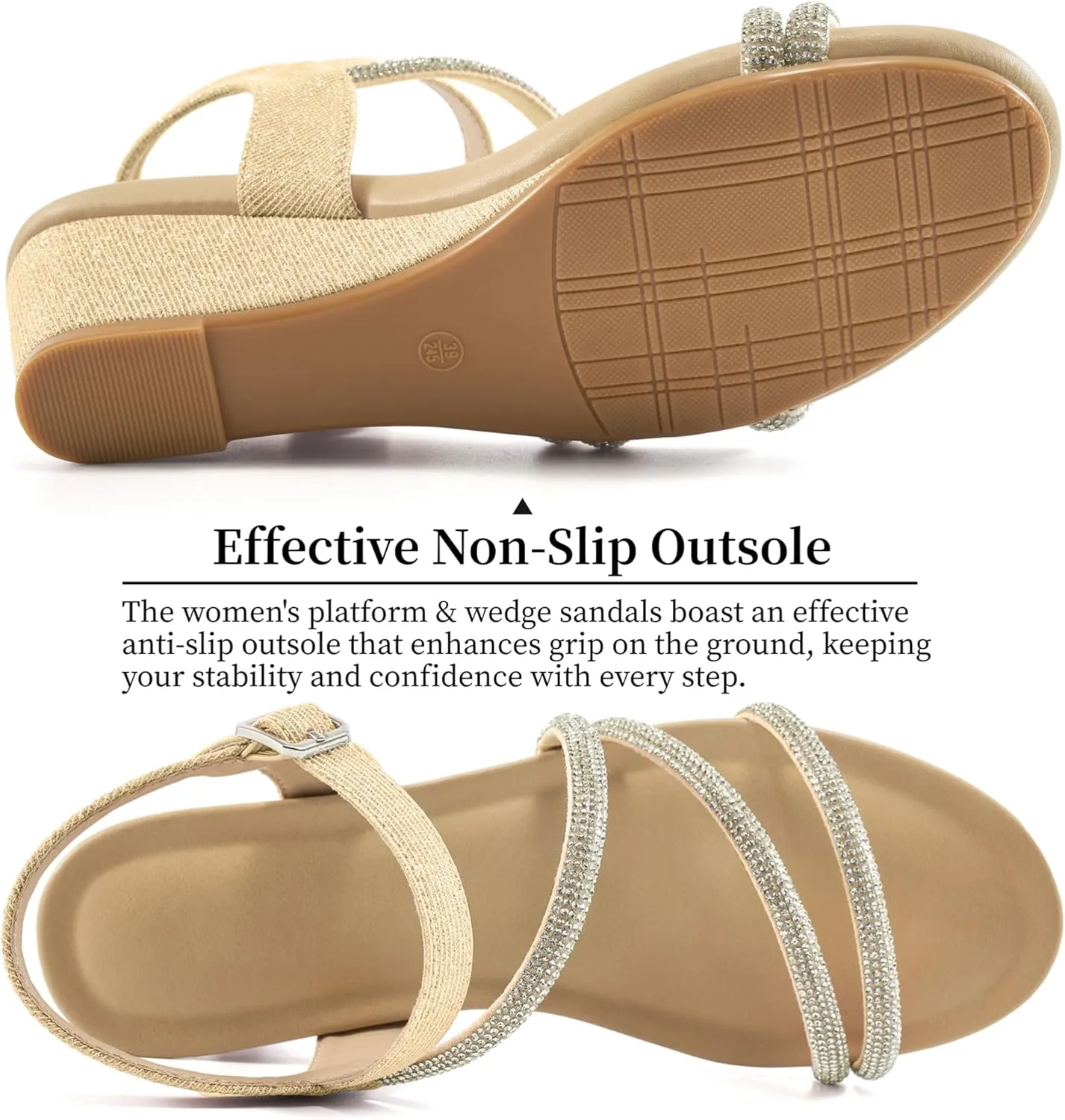 Aomigoct Womens Wedge Dressy Sandals: Sparkly Casual Summer Wedding Sandals for 2025