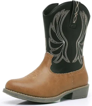 Apakowa Girls Cowboy Boots Side Zipper Cowgirl Boots Embroidered Western Style Toddler Little Kid Big Kid