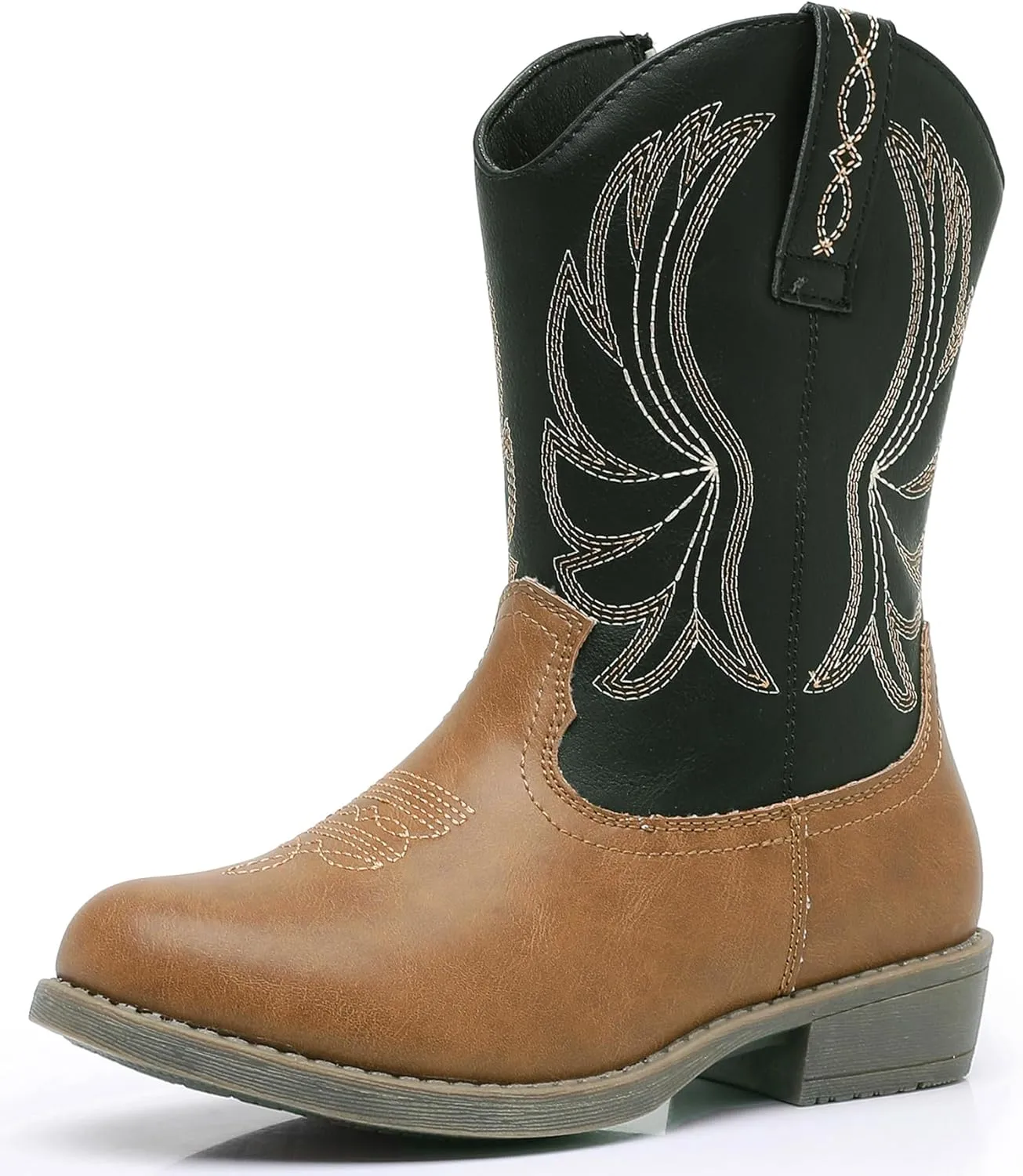 Apakowa Girls Cowboy Boots Side Zipper Cowgirl Boots Embroidered Western Style Toddler Little Kid Big Kid
