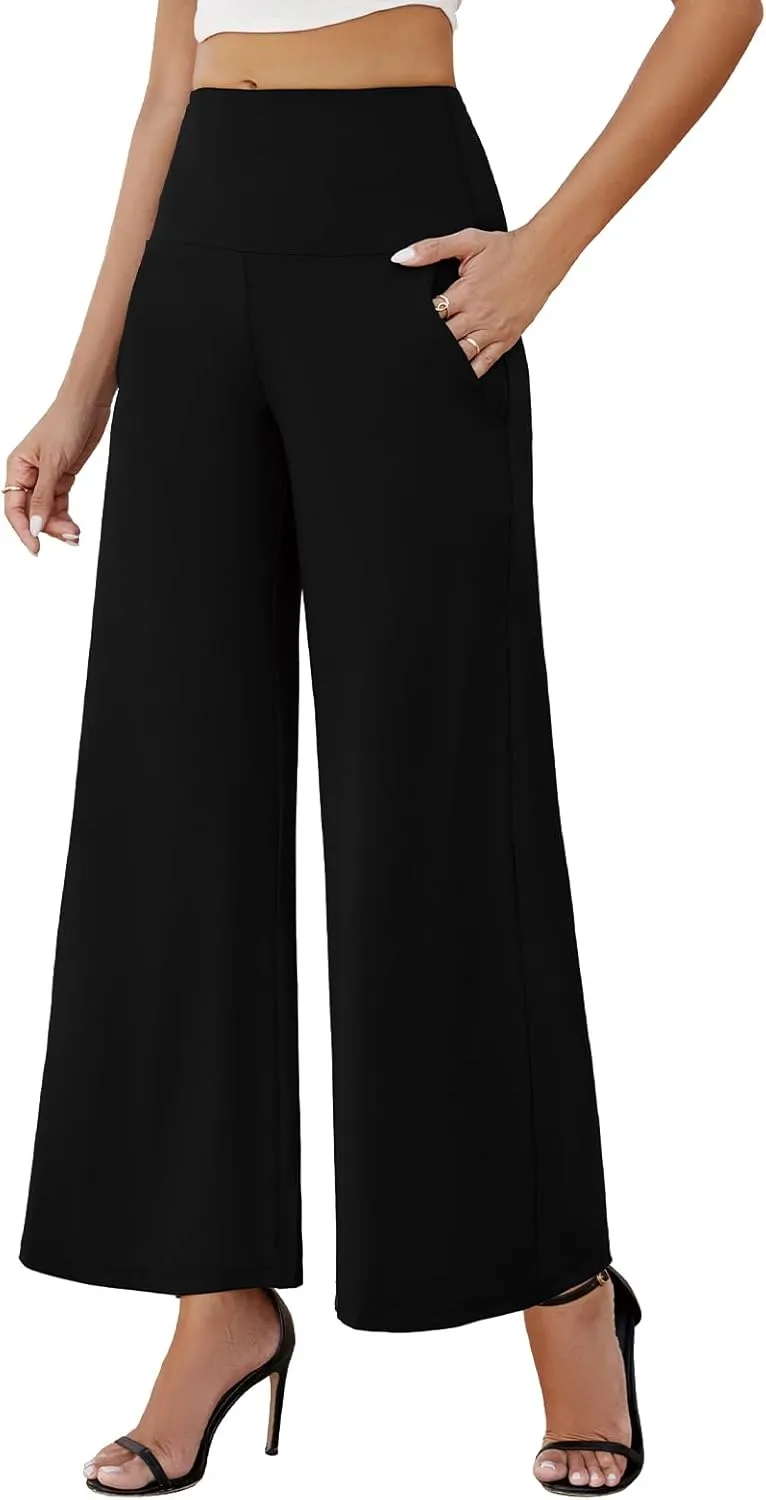 Arolina Women's Stretchy Wide Leg Palazzo Lounge Pants with Pockets Casual Comfy High Waist Palazzo Pants for Women Dressy