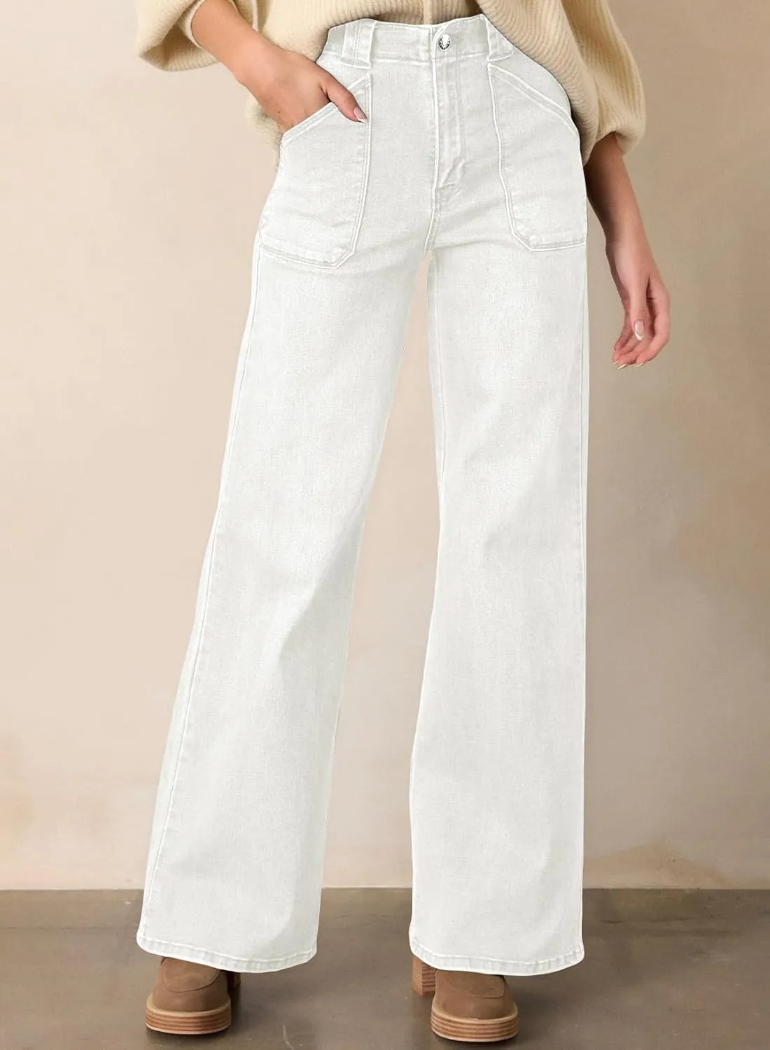Astylish Women‘s High Waisted Straight Leg Jeans Stretchy Wide Leg Jeans Trendy Denim Pants