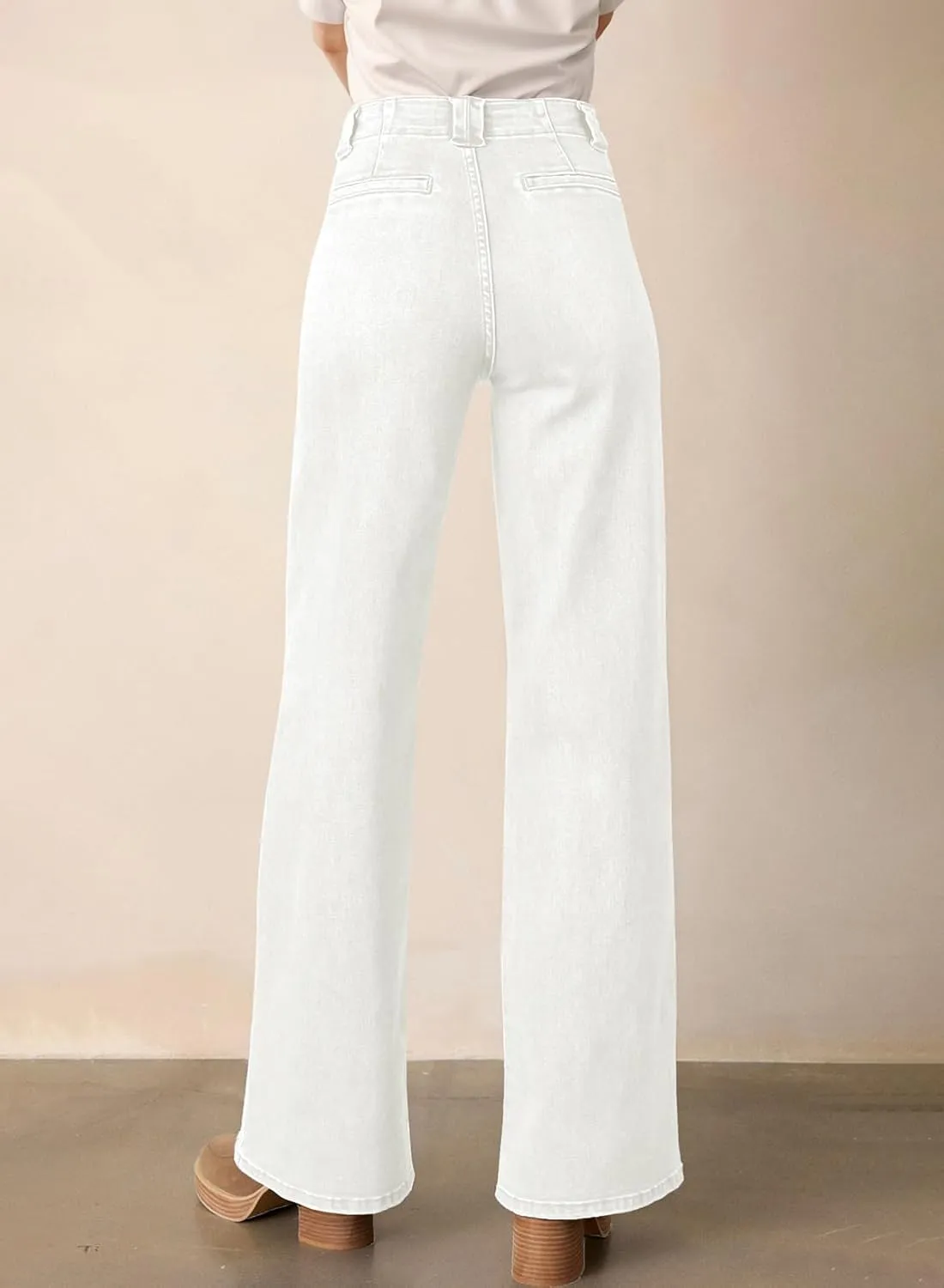 Astylish Women‘s High Waisted Straight Leg Jeans Stretchy Wide Leg Jeans Trendy Denim Pants