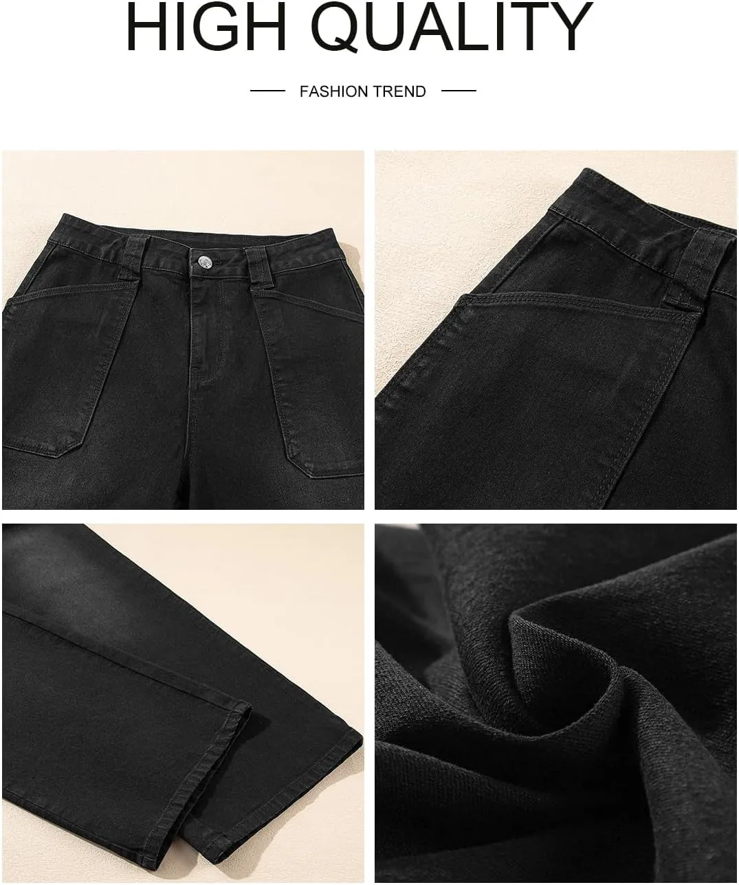 Astylish Women‘s High Waisted Straight Leg Jeans Stretchy Wide Leg Jeans Trendy Denim Pants