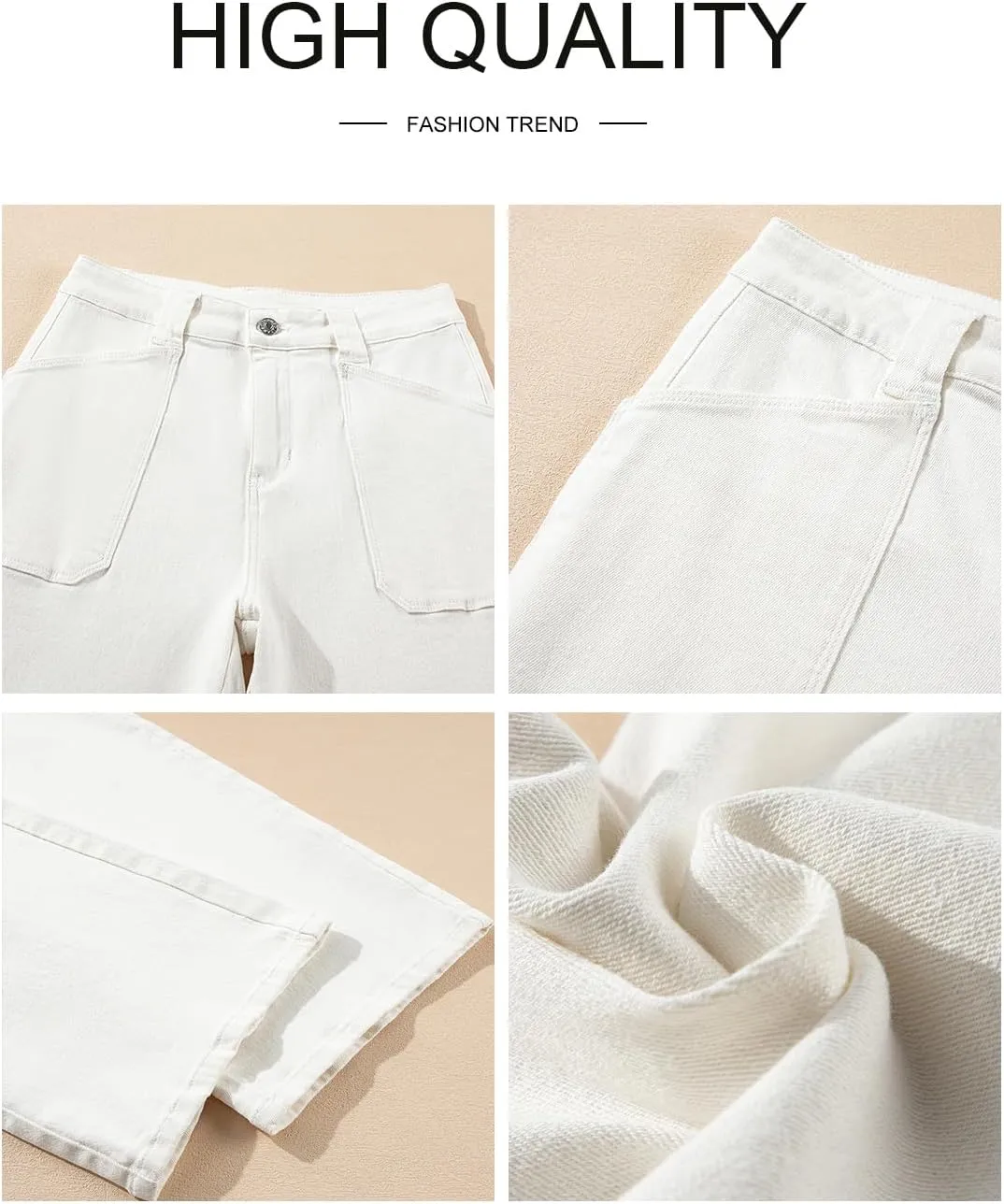 Astylish Women‘s High Waisted Straight Leg Jeans Stretchy Wide Leg Jeans Trendy Denim Pants