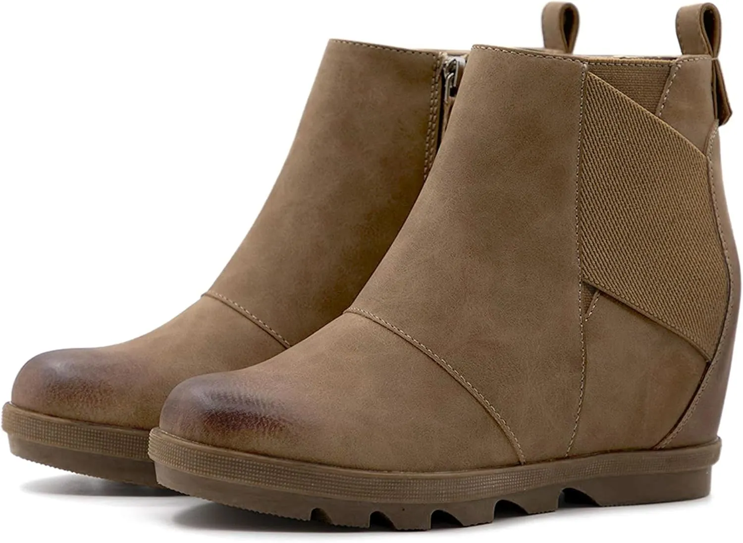 Athlefit Women's Wedge Boots Comfortable Ankle Wedge Booties