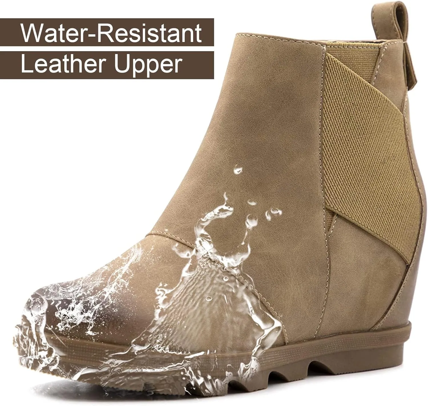 Athlefit Women's Wedge Boots Comfortable Ankle Wedge Booties