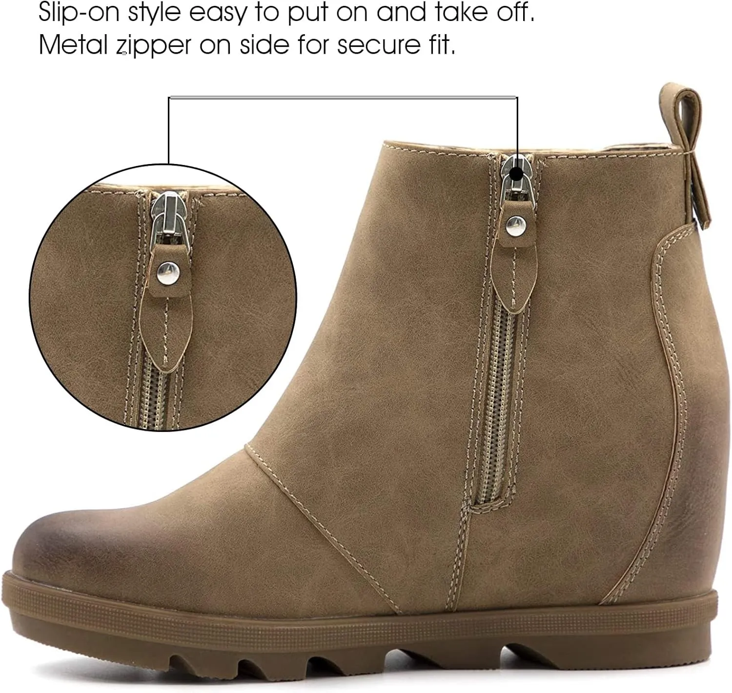 Athlefit Women's Wedge Boots Comfortable Ankle Wedge Booties