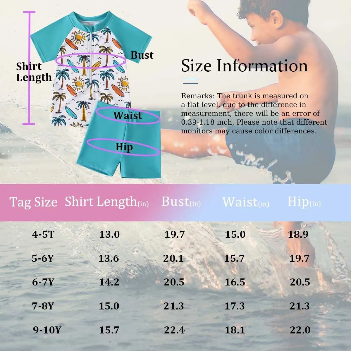 Baby Boy 3 Pieces Swimsuit Quick Dry Swim Trunks Set Toddler Rash Guard Sets Beach Hawaii Bathing Suits Swimwear with Sun Hat