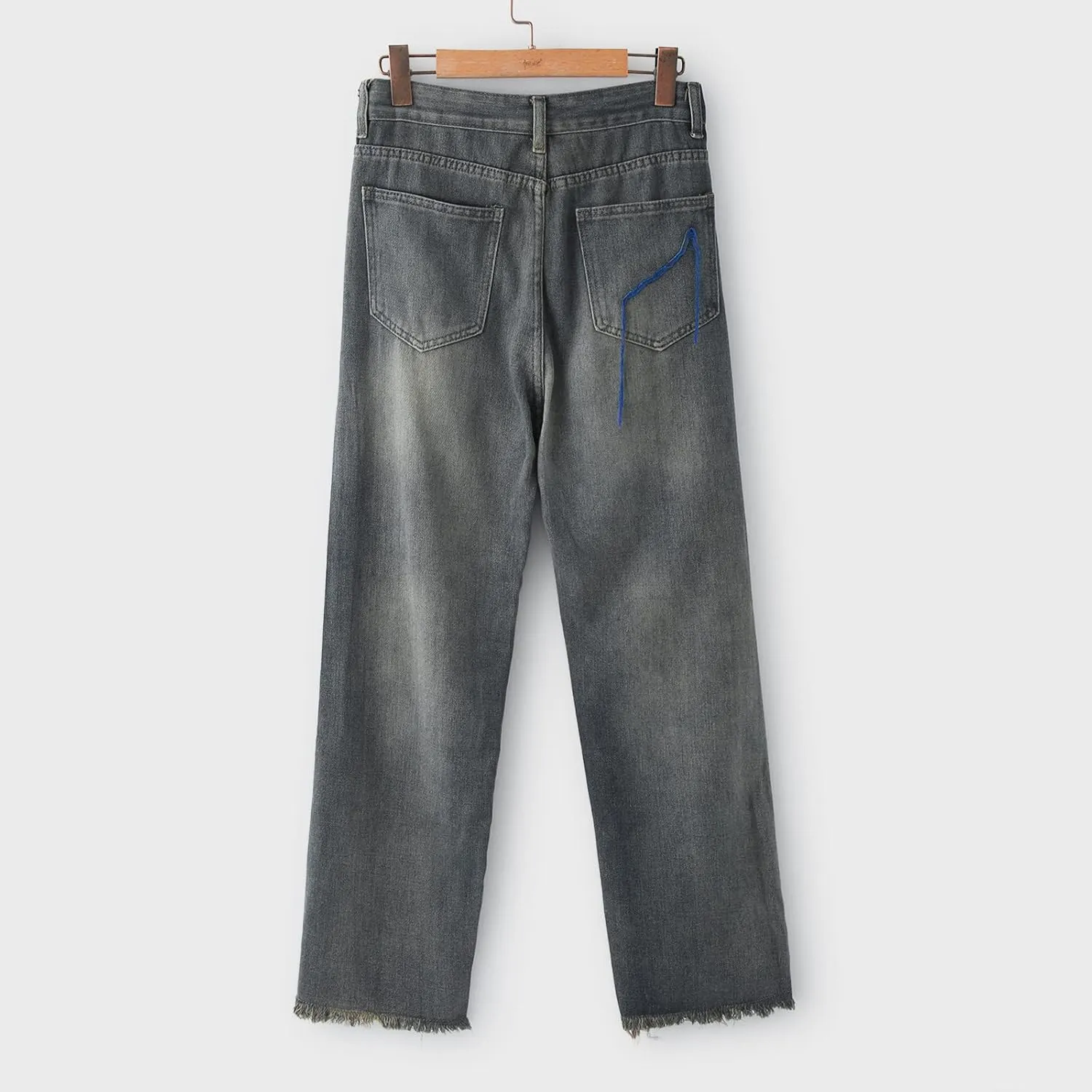 Baggy Ripped Jeans for Men Y2k Mid Rise Distressed Wide Leg Jeans Destroyed Hip Hop Skater Denim Pants Streetwear