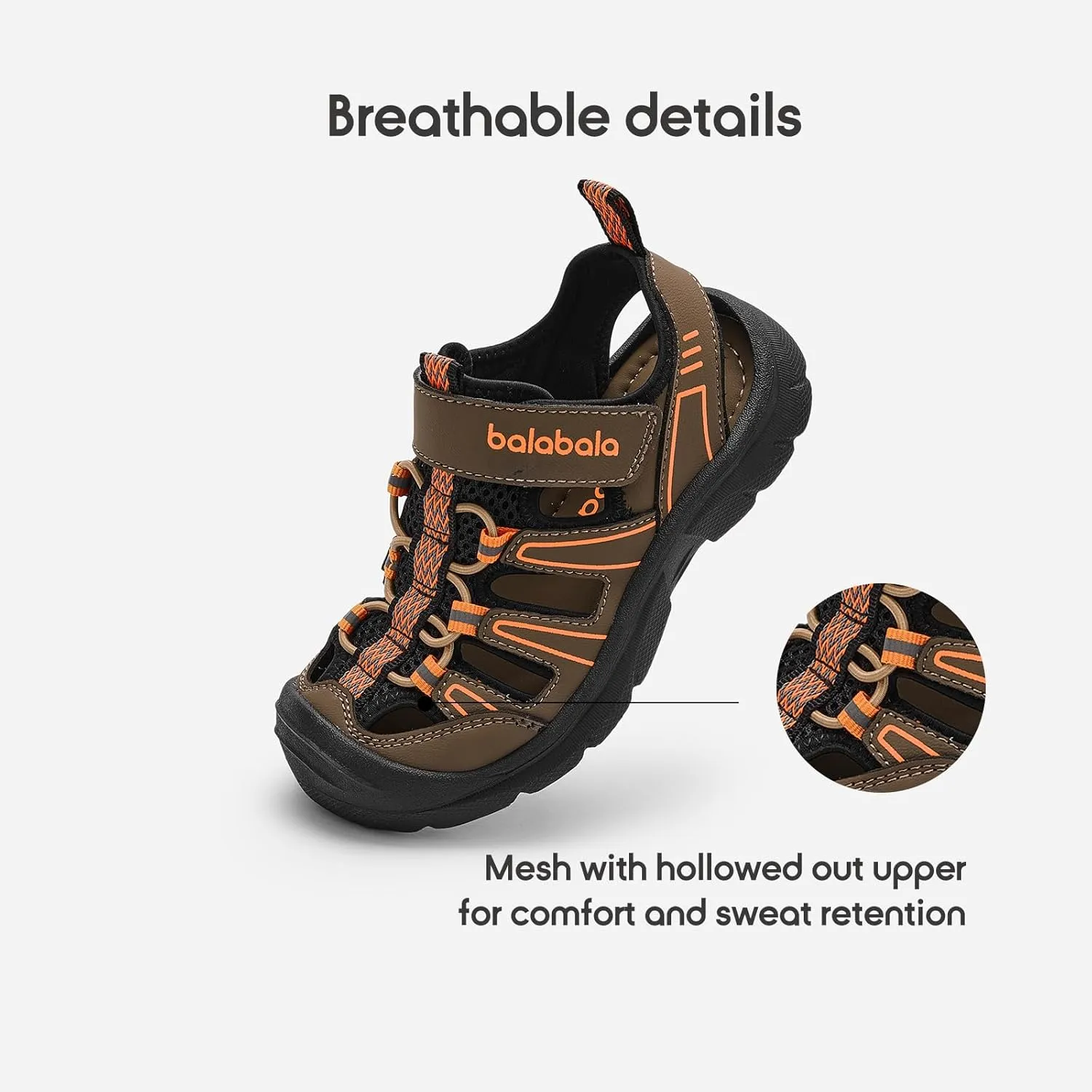 Balabala Boys Sport Sandal Kids Water Sandals Non-slip Lightweight Outdoor Hiking Closed-Toe Summer Shoes (Toddler/Little Kid/Big Kid)