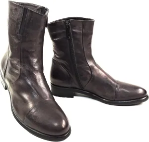 Baldinini Women's Brown Leather Ankle Boots, Lamb Fur Lined, Italian Made