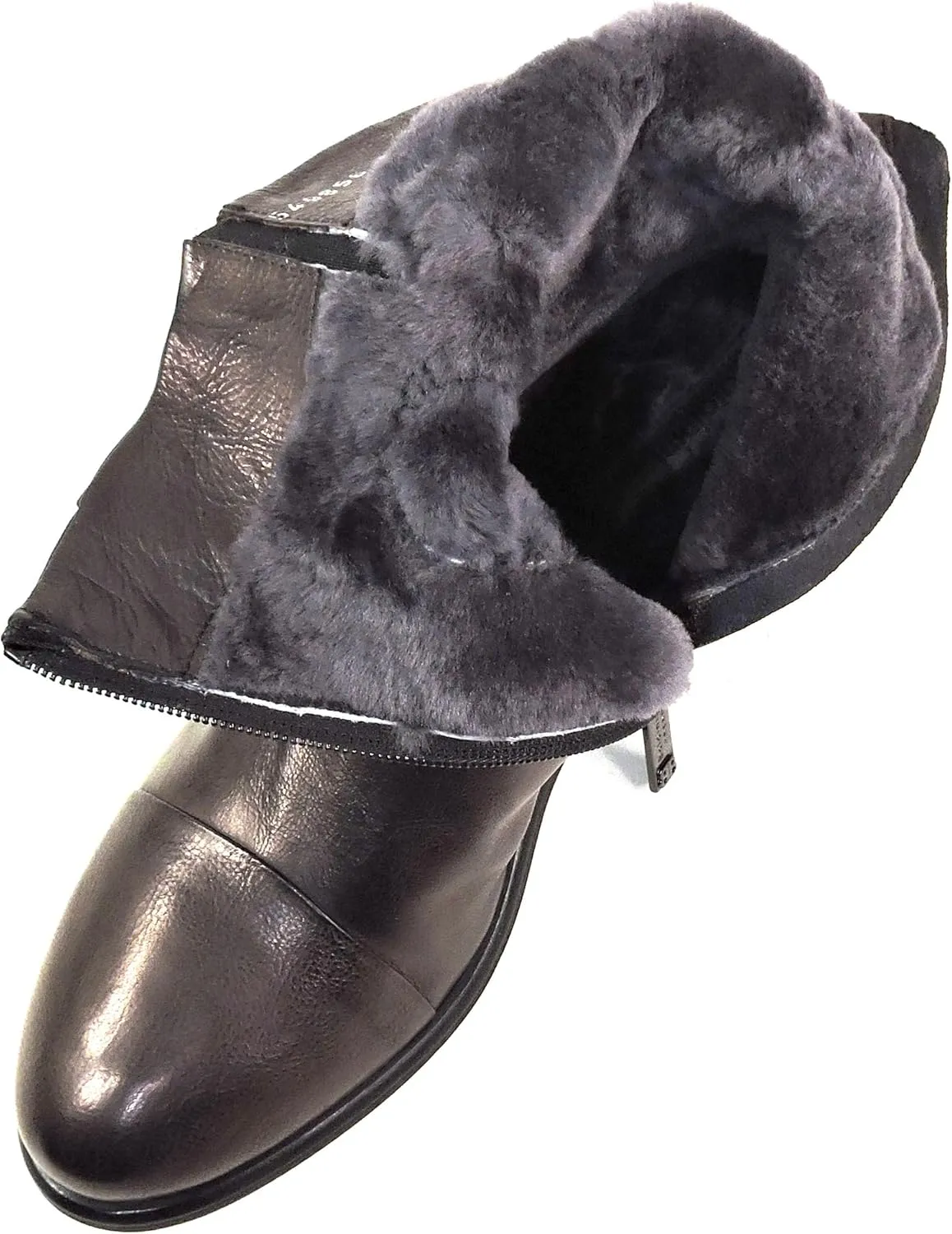 Baldinini Women's Brown Leather Ankle Boots, Lamb Fur Lined, Italian Made