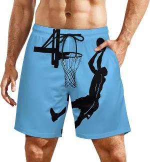Basketball Player Men's Swim Trunks Quick Dry Board Shorts Swimwear Beach Shorts with Compression Liner