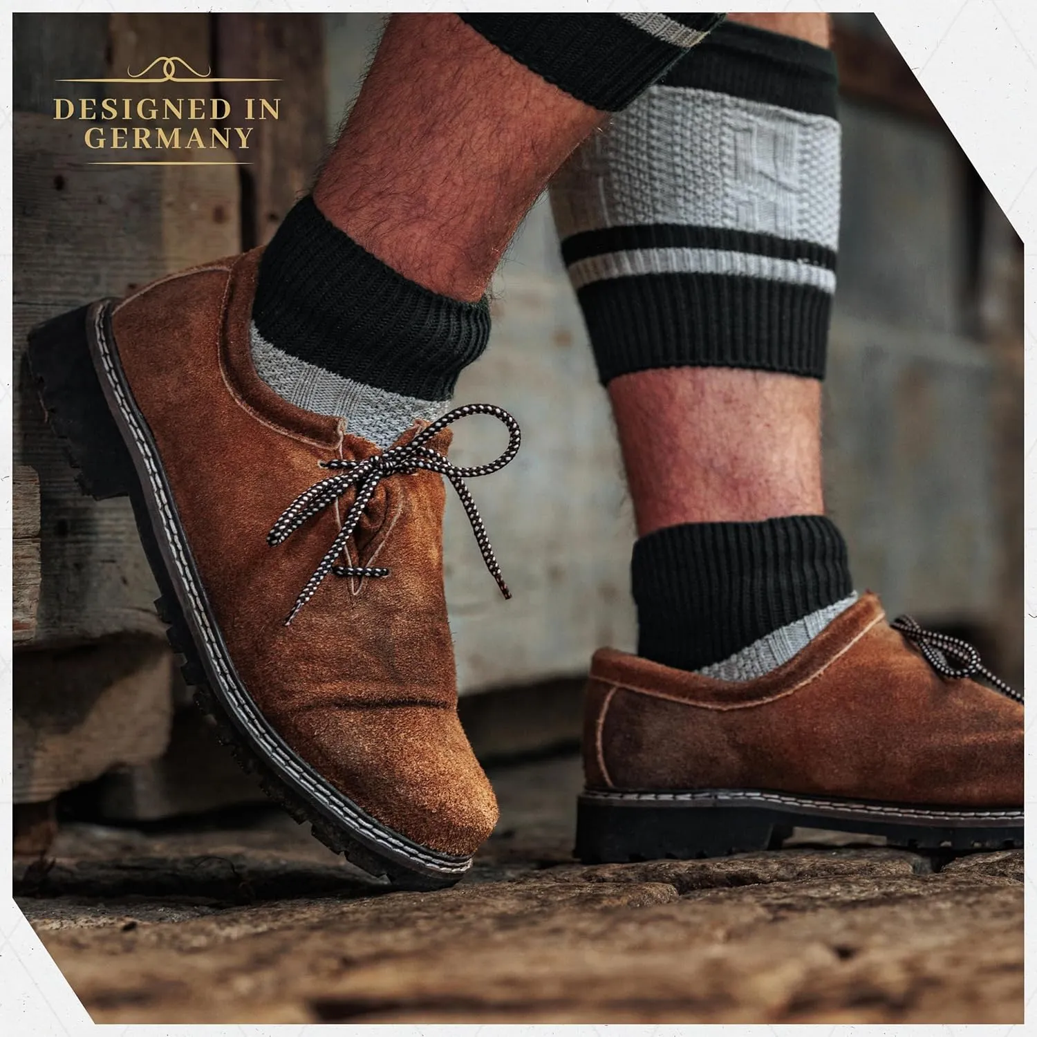 BAVARIA TRACHTEN Lederhosen Boots - Haferl Authentic German Shoe for Oktoberfest Outfit - Real Leather Dark Brown
