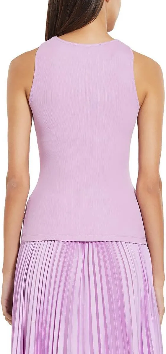 BCBGMAXAZRIA Women's Fitted Sleeveless Cross Front Halter Neck Top