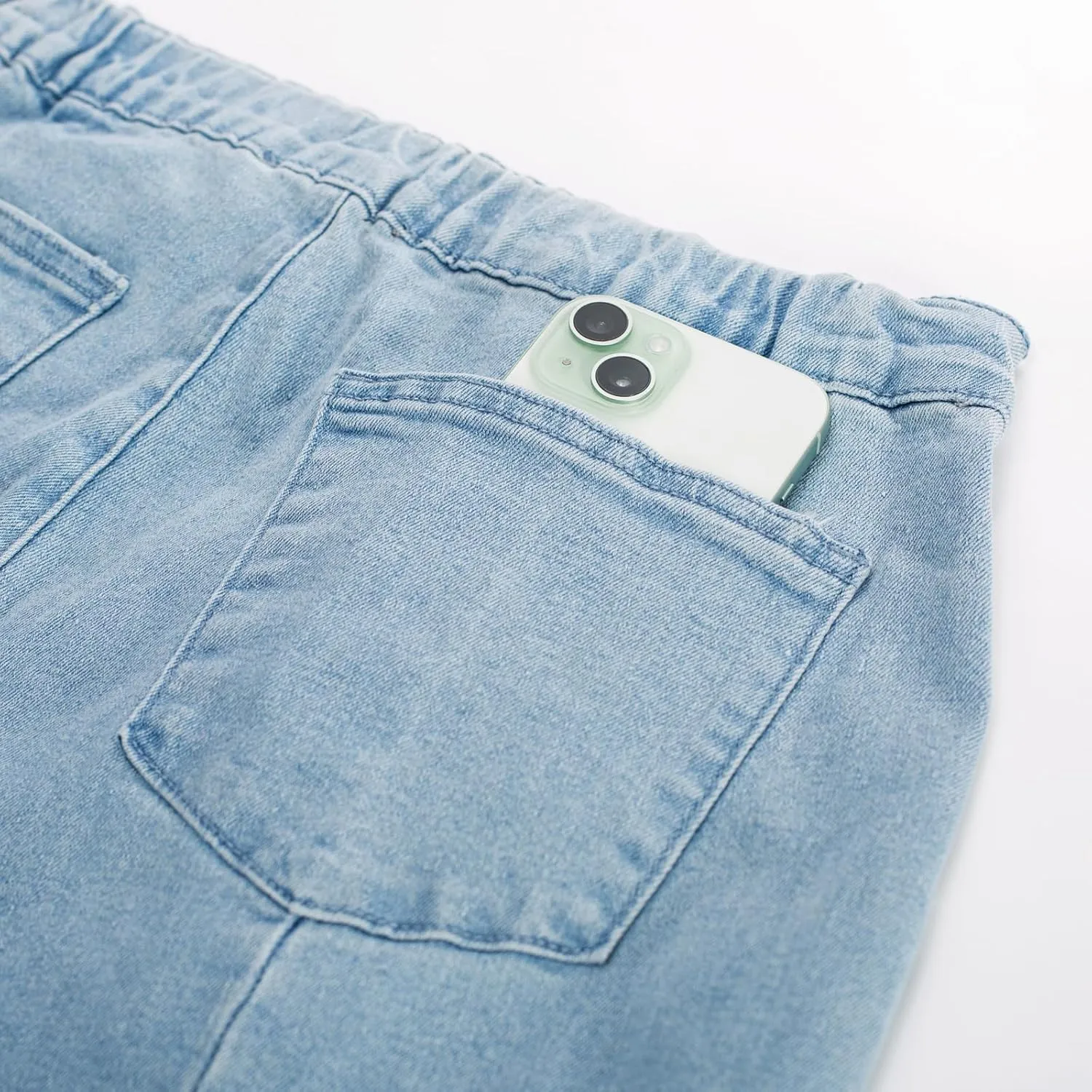 Belle Poque Women's High Waisted Wide Leg Jeans Button Decorated Casual Stretchy Demin Pants with Pockets
