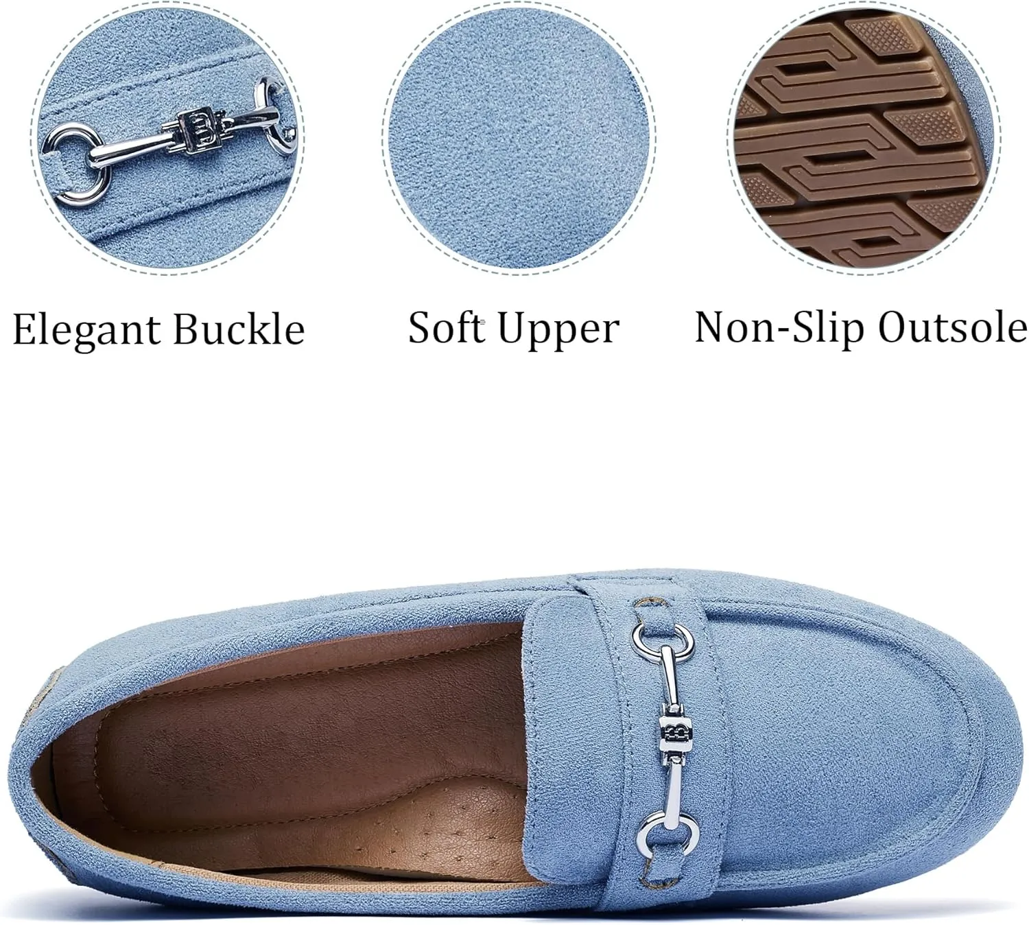 BGSTGUDS Women's Wide Loafers Shoes Cute Dressy Shoes Ladies Comfort Slip Ons Work Shoes