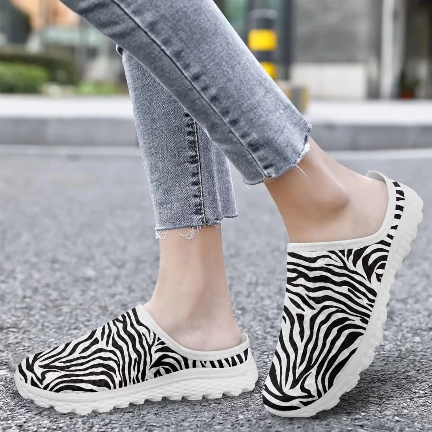 Binienty Women Mules Sneakers Slip On Mesh Garden Shoes with Arch Support Lightweight Memory Foam Minimalist Walking Shoes
