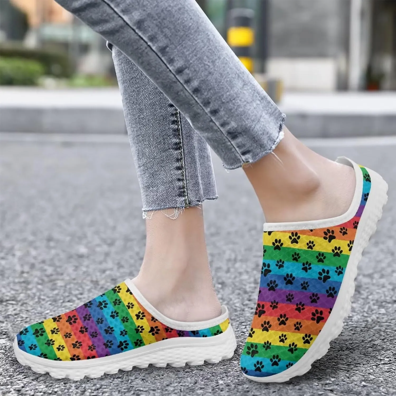 Binienty Women Mules Sneakers Slip On Mesh Garden Shoes with Arch Support Lightweight Memory Foam Minimalist Walking Shoes