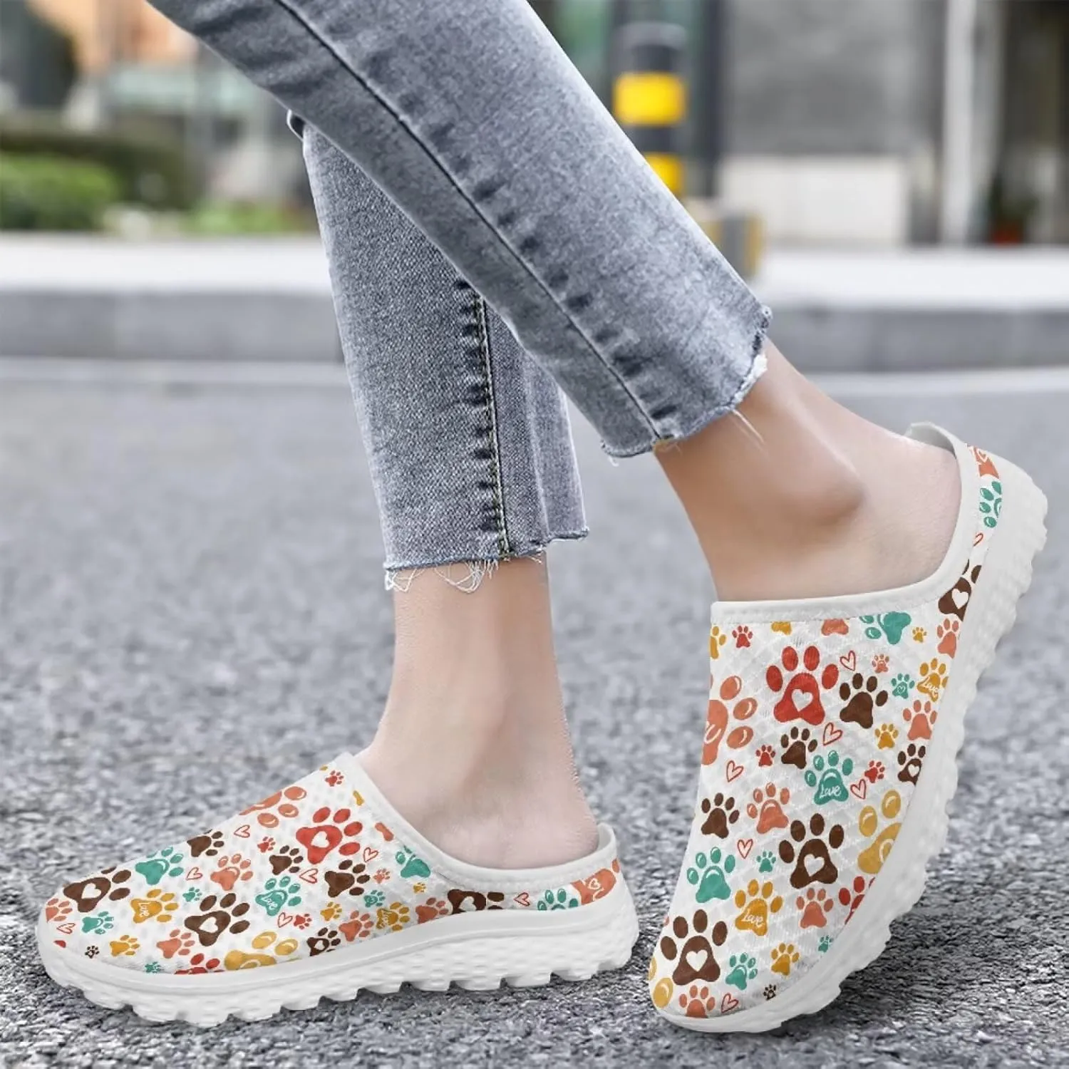 Binienty Women Mules Sneakers Slip On Mesh Garden Shoes with Arch Support Lightweight Memory Foam Minimalist Walking Shoes