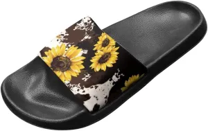 Binienty Women's Wide Slide Sandals Trendy Beach Flip Flops Lightweight Flat Slide Sandals for Daily Walks,Poolside,Water Park