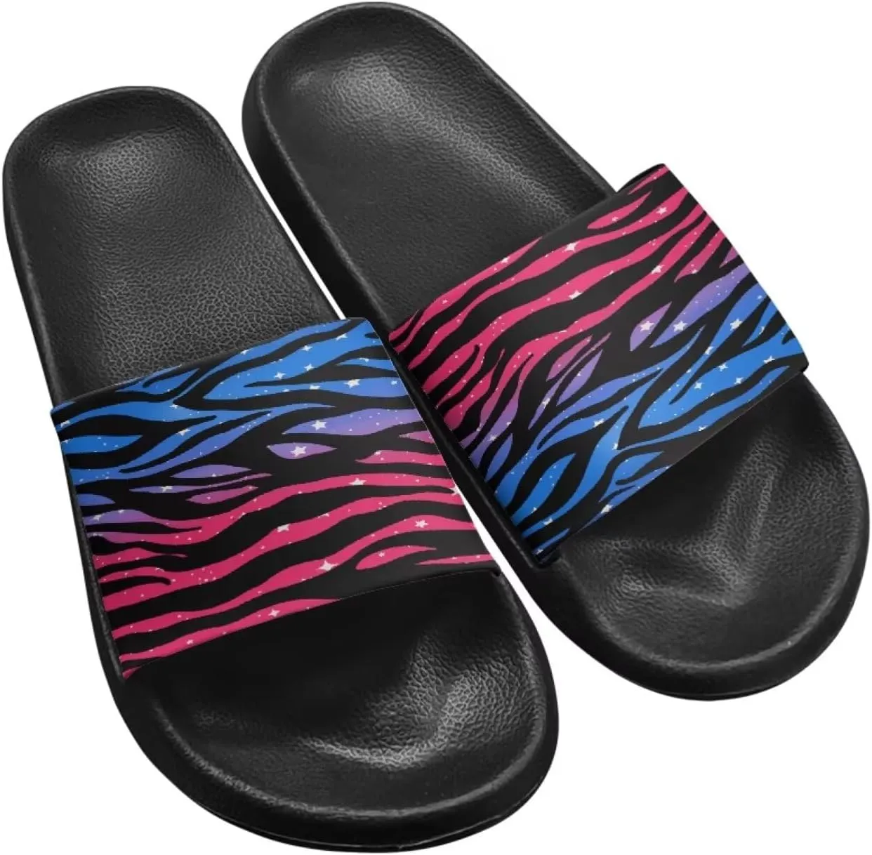 Binienty Women's Wide Slide Sandals Trendy Beach Flip Flops Lightweight Flat Slide Sandals for Daily Walks,Poolside,Water Park